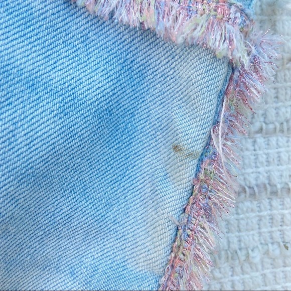 7 For All Mankind plus size frayed denim jean mini skirt w/ fringe NWT Sz 32 - Picture 7 of 16